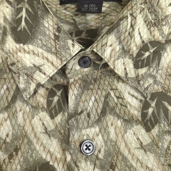 Vintage Manhattan Hawaiian Shirt Mens XL Green Leaves Rayon Button Up - Picture 4 of 12